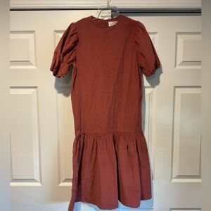 Casey Marks Eugene Vintage Pink Corduroy Midi Dress Casual Boho Chic, Bohemian